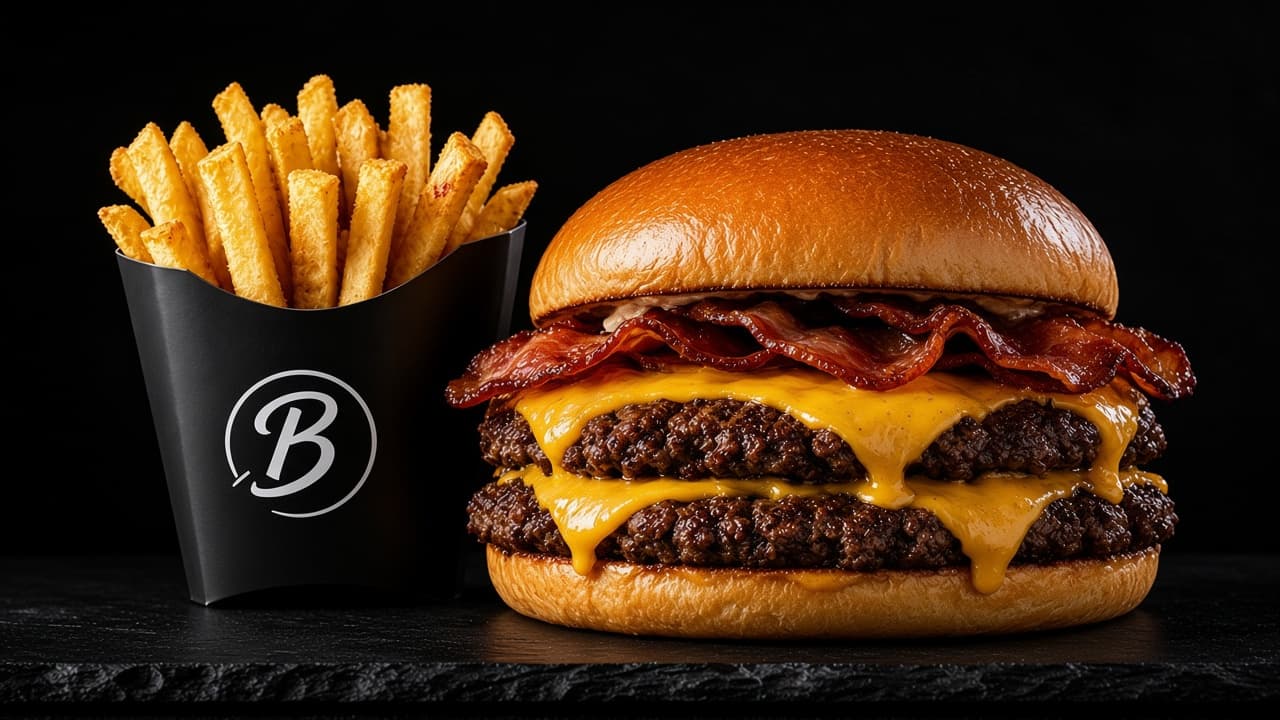 El Buyuyito: smash burger con bacon, cheddar y papas fritas